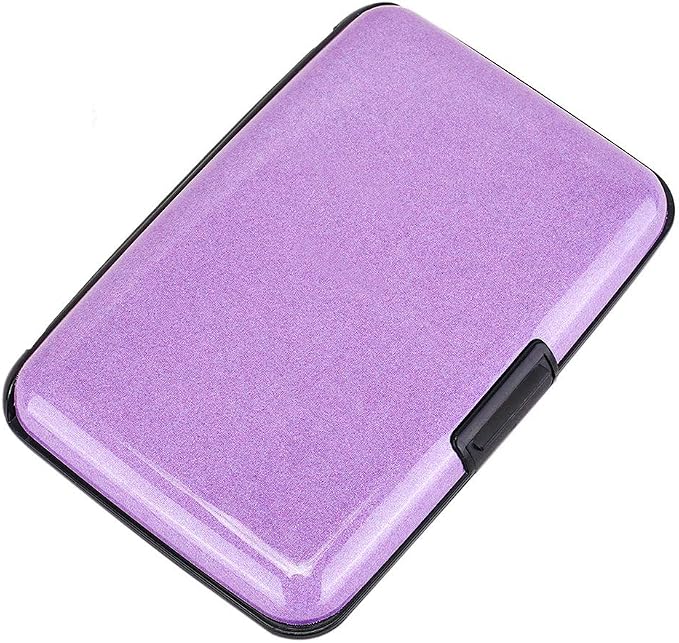 ELFISH RFID Blocking Credit Card Protector Aluminum ID Case Hard Shell Business Card Holders Metal Wallet for Men or Women (Purple)