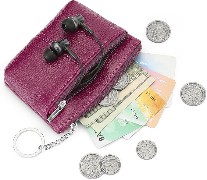 SENDEFN Leather Coin Purse for Women Small KeyChain Change Pouch Credit Card Holder