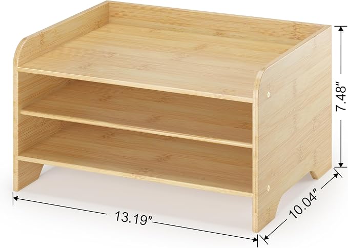 Desk File Organizer 4-Tier Desktop Paper Mail Organizer Document Holder for Home Office Supplies, Office Desk Accessories & Workspace (Nature)