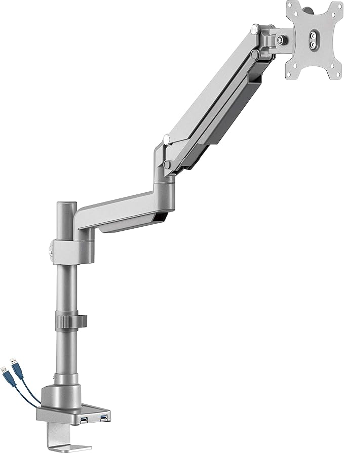 Lorell, LLR99802, Pole Single-Monitor Arm, 1 Each, Gray