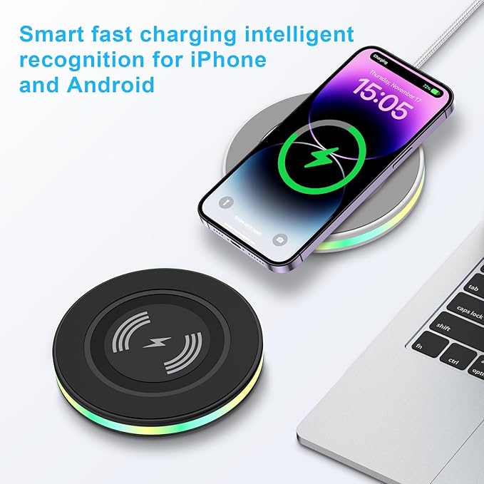 Samsung Wireless Charger Fast Charging Pad Android Phone Charger Pad Station for Samsung Galaxy S25 S24 Ultra S24+ S24 S23 S22 S21 S20 S10,iPhone 16 15 Pro Max Plus 14 13 12,Google Pixel 9 8 Pro 8 7