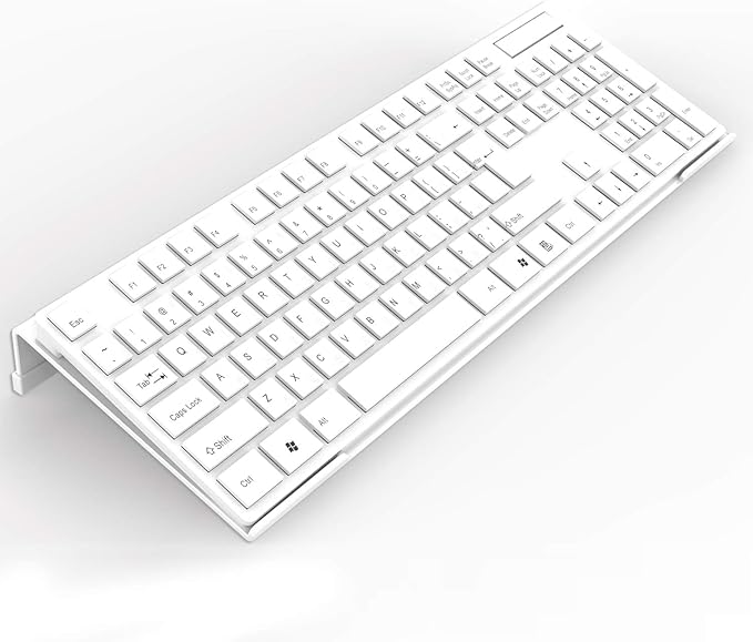 KOTEMON Acrylic Tilted Computer Keyboard Stand for Ergonomic Typing, Keyboard Tray Holder with Silicone Non-Slip Case, White