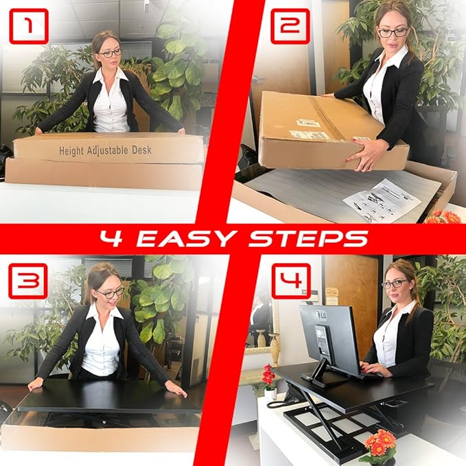 Standing Sit and Stand Up Desk - Easy Height Adjustable Table Jack Desk Converter with Huge 32" x 22" Instantly Convert Any Variable Portable Computer Monitors for Work Home by Elevating in Seconds