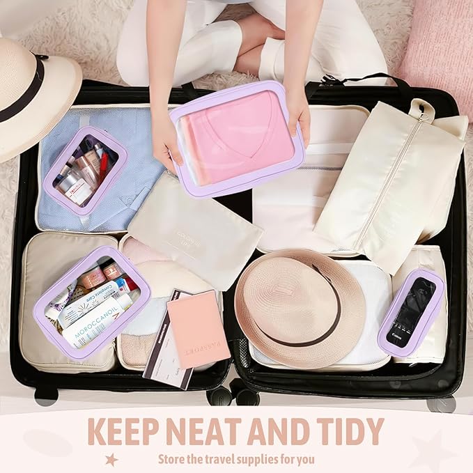 YOPCDJ 5PCS Diaper Bag Organizer Pouch Set, TSA Approved Toiletry Bag，Clear Waterproof TPU Makeup Bag Set Travel Organizer Bags for Women and Kids