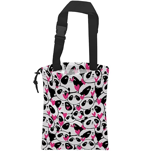 Car Trash Bag Hanging Cute Panda and Heart Car Trash Can Waterproof Garbage Bag Hanging for Car Back Seat