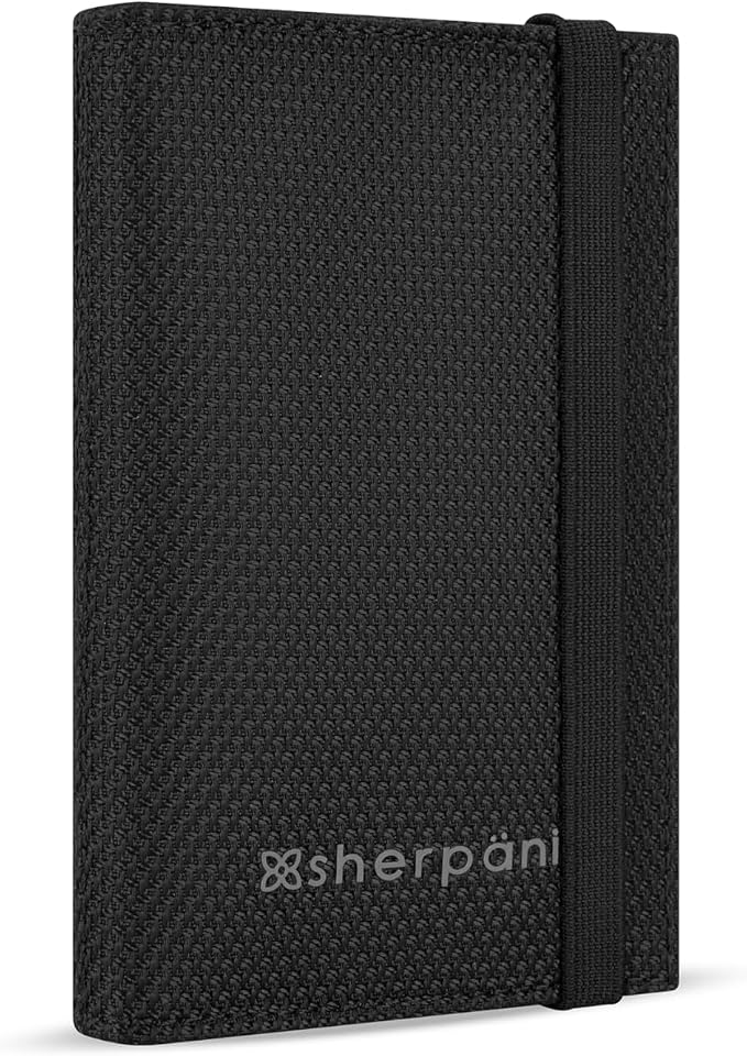 Sherpani Vienna, RFID Blocking Passport Holder, Travel Passport Cover Wallet, Travel Documents Organizer Protector for Women, Travel Gift (Carbon Signature)