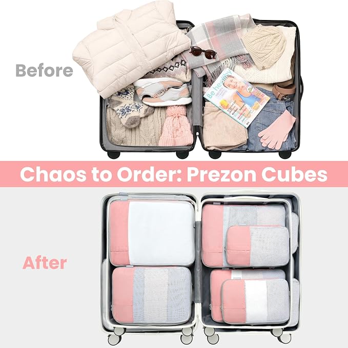 Compression Packing Cubes for Travel, Lightweight Vacation Travel Essentials, Travel Accessories for Suitcase Organizer Bags Set, Durable Luggage Organizer