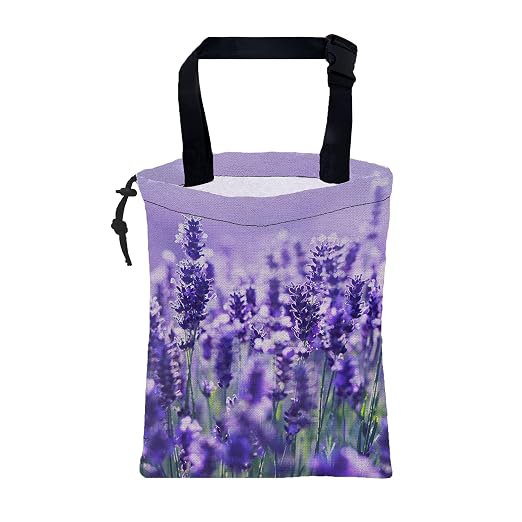 Car Garbage Bag Purple Lavender Flowers Drawstring Car Trash Bag Hanging for Back Seat with Adjustable Buckle Canvas Vehicle Trash Can Easy-to-Install
