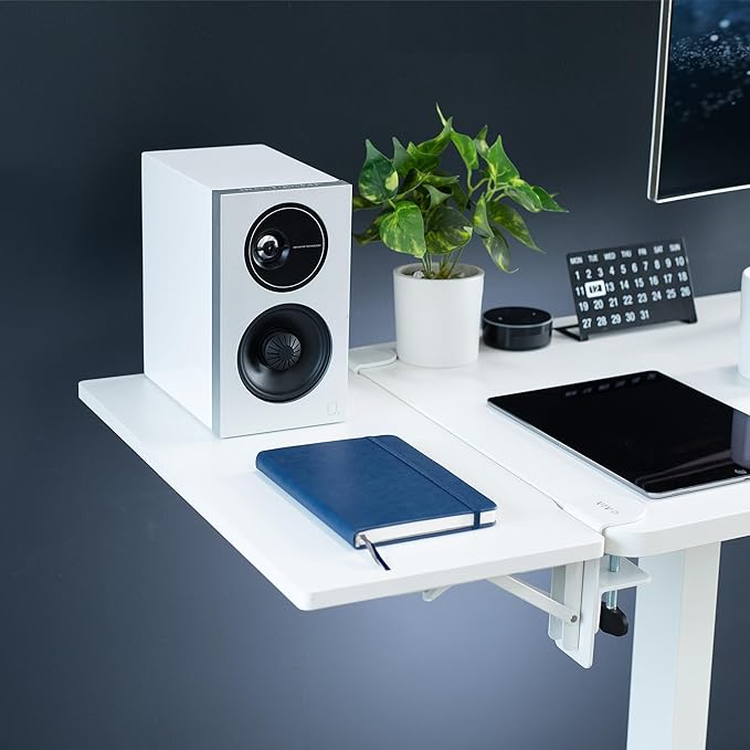 VIVO Clamp-on 24 x 12 inch Foldable Desk Extender, Wrist Support Arm Rest, Office Keyboard Tray, Side Table Extension Attachment, White, DESK-EXT24W