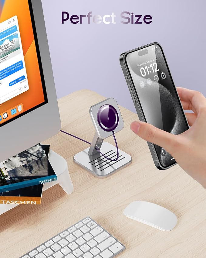 for Mag-Safe Charger, Magnetic Wireless Charger Made for iPhone 17/17 Pro/17 Pro Max/Air/16/15/14/13/12 Series, Mag Safe Charging Pad for AirPods Pro 3 2 (Purple)