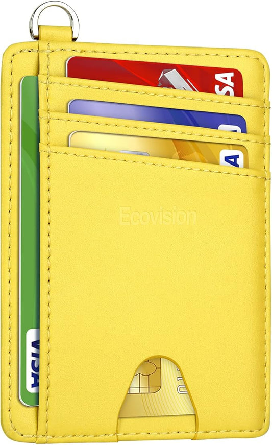 EcoVision Slim Minimalist Front Pocket Wallet, RFID Blocking Credit Card Holder Wallet with Detachable D-Shackle for Men Women