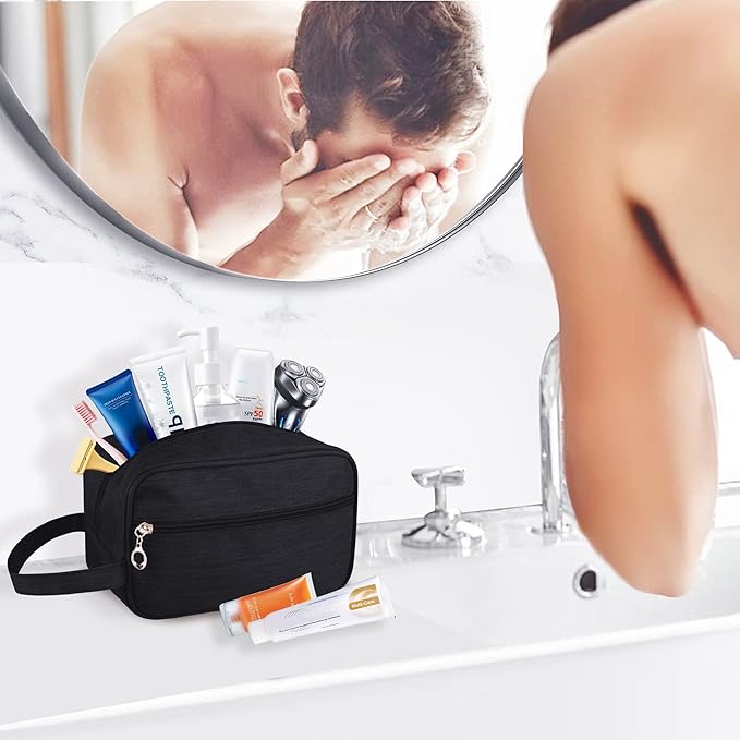 Toiletry Bag, Large Capacity Travel Bag for Toiletries, Waterproof Oxford Fabric Toiletry Organizer for Travel, Business Trips and Daily Use, Travel Essentials for Men or Women (Black)