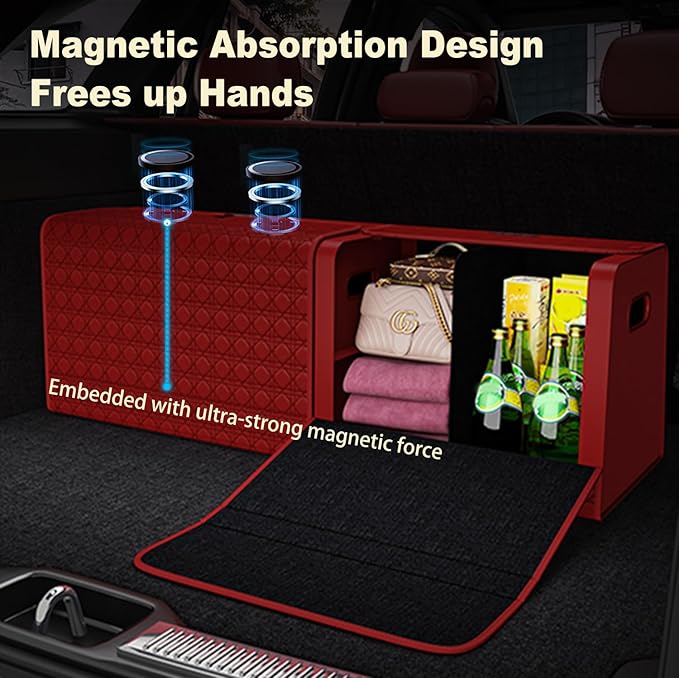 Aiuwo Trunk Organizer for Car,Car Trunk Organizer and Storage for SUV,Truck,MPV Collapsible Multi Compartment Extra Large capacity and Adjustable (Red, Large)