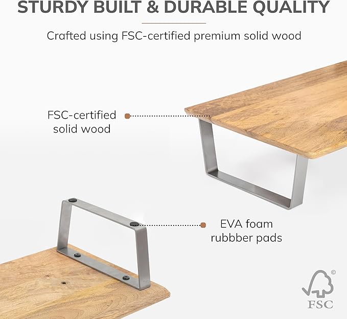 Anji Mountain Monitor Stand - Desktop Organizer & Laptop Riser, Ergonomic Monitor Riser, Space-Saving Monitor Stand for Desk, Durable Construction, Easy Assembly, Ideal for Home & Office,Natural