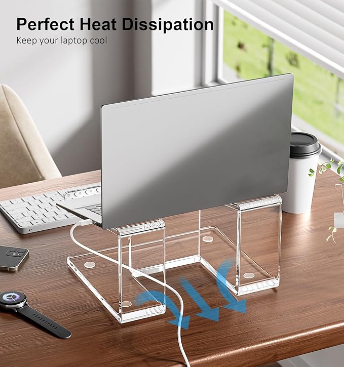 Acrylic Laptop Stand for Desk, Laptop Riser for 10-17.3 Inch Laptops, Ergonomic Computer Stand Holder Compatible with Macbooks and Notebooks