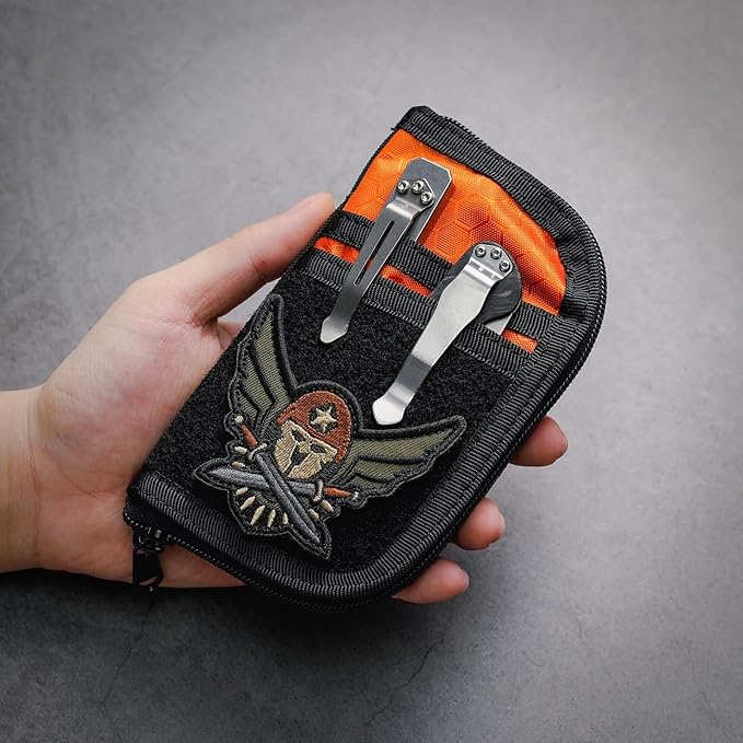 VIPERADE VE22 EDC Pouch Small Pocket Organizer with 9 Compartments, Pocket Tools Pouch with DIY Patches Areas, Compact Multitool Organizer Bag for Men