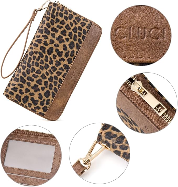 CLUCI Women Wallet Large PU Leather Wristlet Purse for Women RFID Blocking Zip Around Card Holder Ladies Travel Clutch | RFID, Bifold, Wristlet, Large