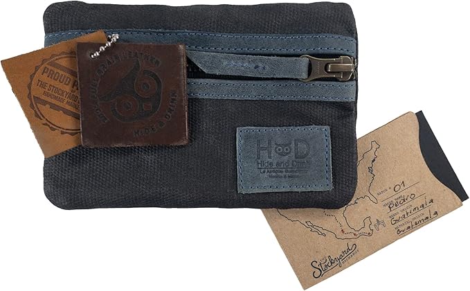 Hide & Drink, Multi-Tool Pocket Pouch, Compact Multipurpose EDC Zippered Bag, Mini Camping Tool Case, Waxed Canvas, Knife Holster, Handmade Slim Organizer