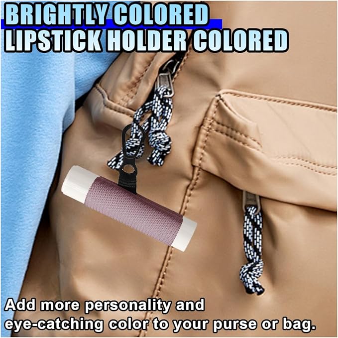 10PCS Car Lip Balm Holder Keychain with Clip On – Elastic Lipstick Sleeves Lip Gloss Holders – Portable Lip Balm Pouch Keychain Sleeve Holder for Women (Style 1)