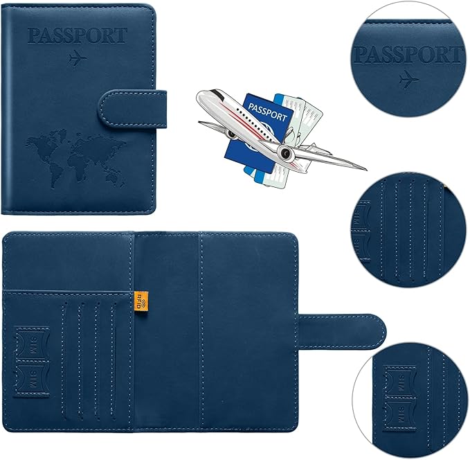 Passport Holder for Travel Women and Men RFID Passport Holder with Card Slots Holder Passport Case Passport cover Passport Wallet Travel Essentials and Accessories