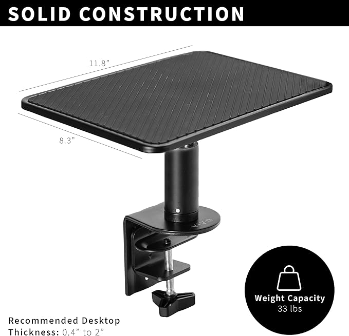 VIVO Clamp-On Universal Height Adjustable Ergonomic Computer Monitor and Laptop Riser, Tabletop Desk Stand, C-Clamp Design, Black, STAND-V000SCB