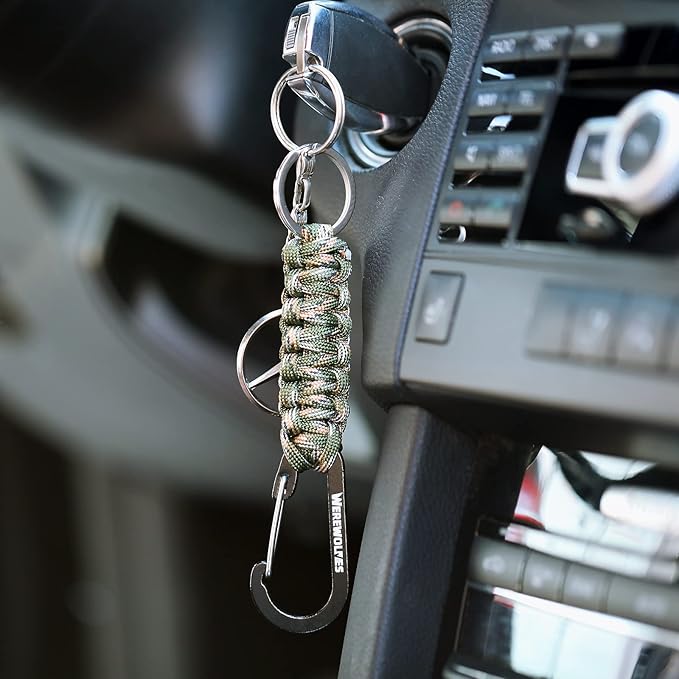 WEREWOLVES Paracord Keychain with Carabiner, Lanyard Clip for Keys