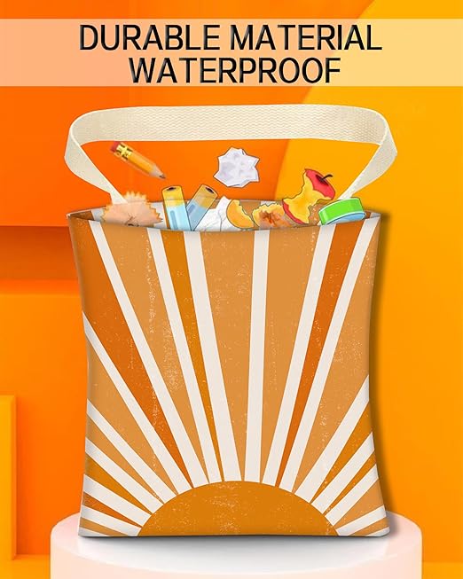 Car Garbage Can, Car Trash Bag, Car Garbage Bag, Hanging Car Trash Can for Car Accessories, Vehicle, Travelling, Camping, Cute Car Back Seat Organizer, Retro Sun Design