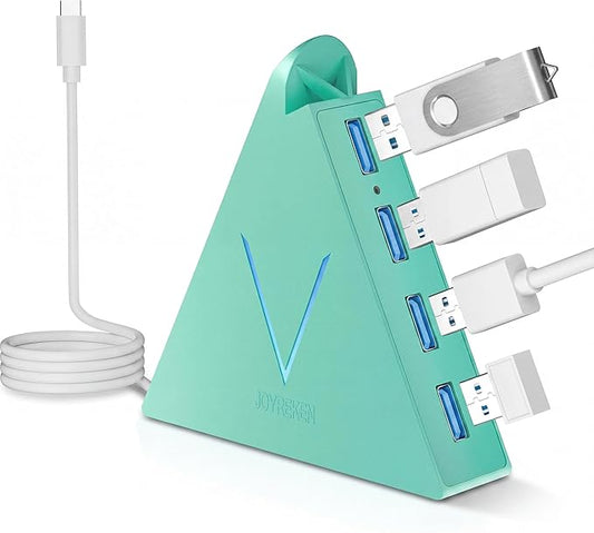 USB C Hub, USB C to 4-Port USB 3.0 Type-C Splitter Adapter for MacBook Pro/Air, iMac, Mac mini, Laptop, Surface Pro, XPS, Flash Drive, Keyboard, Mouse, External HDD (2ft, Green)