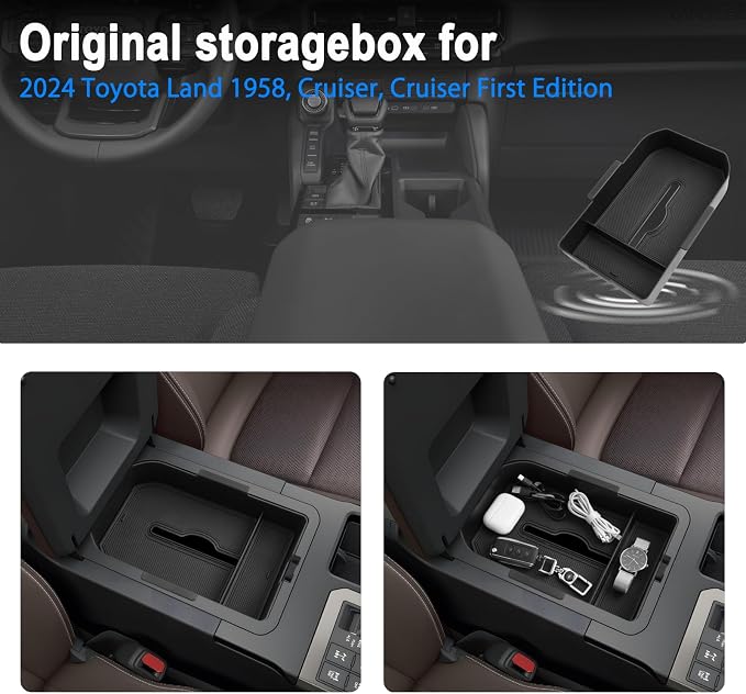 SHAOHAO for 2025 Toyota Land Cruiser Center Console Organizer for 2024 2025 Toyota Land Cruiser Accessories Console Tray Extra Space Stroage Box Insert Tray Easy Removal (Not Fit Cool Box)