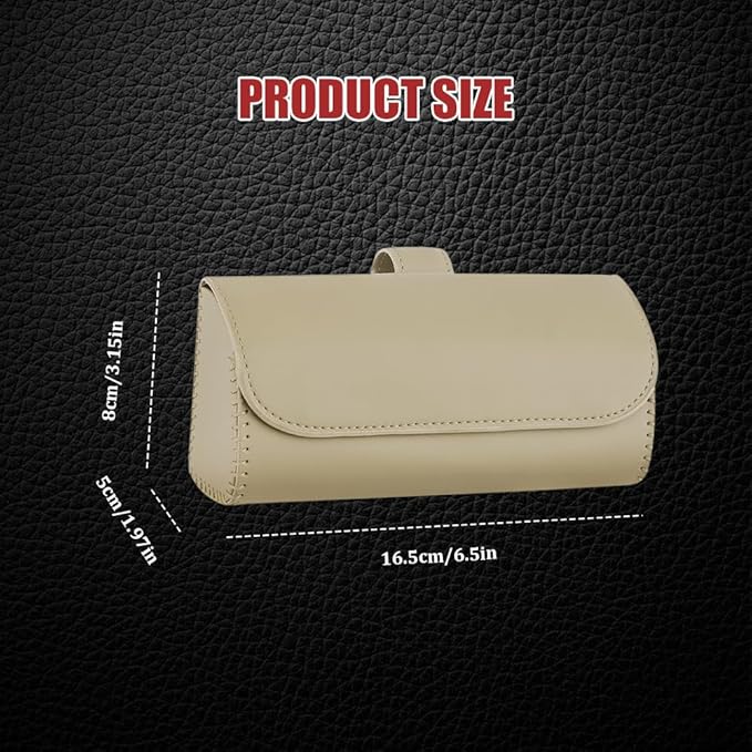 Sunglasses Holder for Car Sun Visor, Leather Auto Eyeglasses Storage Case with Hidden Magnetic Closure, Universal Protective Glasses Organizer Box, Visor Accessories for Woman Man (Beige)