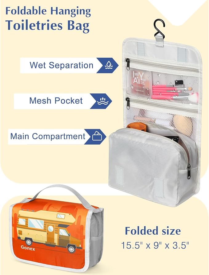 Gonex Compression Packing Cubes, 10pcs Expandable Storage Travel Luggage Bags Organizers with Hanging Toiletry Bag Laundry Bag Shoe Bag Accessories Bag, Travel Cubes for Suitcase Carry On (RV)