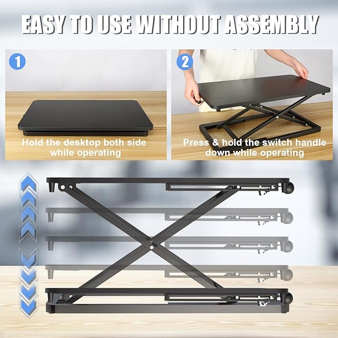 Keyboard Riser for Desk- 23.6’‘ Height Adjustable Standing Desk Converter, Table Lifter for Standing, Keyboard and Mouse Riser for Ergonomic Sit Stand Workstations, 6 Height Levels