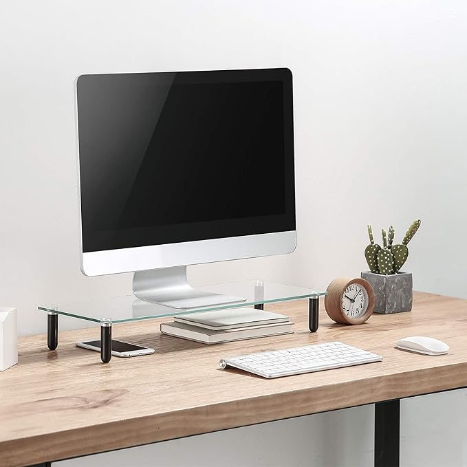 Lorell 4-Leg Single Shelf Glass Monitor Stand