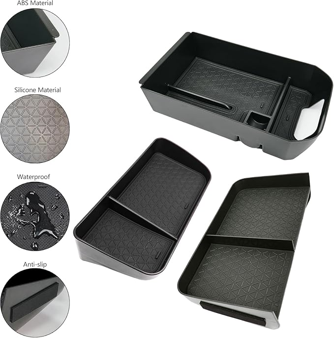 Upgrated 3PCS Center Console Organizer for Toyota RAV4 2026 2025 2024 2023 2022-2019 ABS Dashboard Storage Organizer, Console Divider Storage Tray, Armrest Storage Box for RAV 4 Interior Accessories
