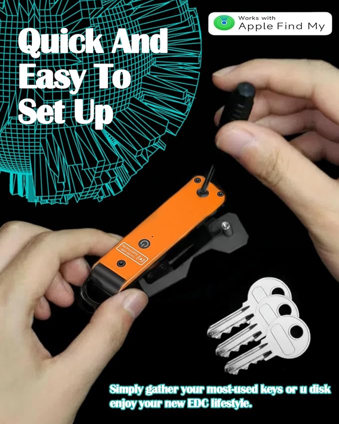 Air Keychain with GPS Tracker : Lightweight Compact Key Holder for Outdoor Use - Minimalist Metal Key Organizer