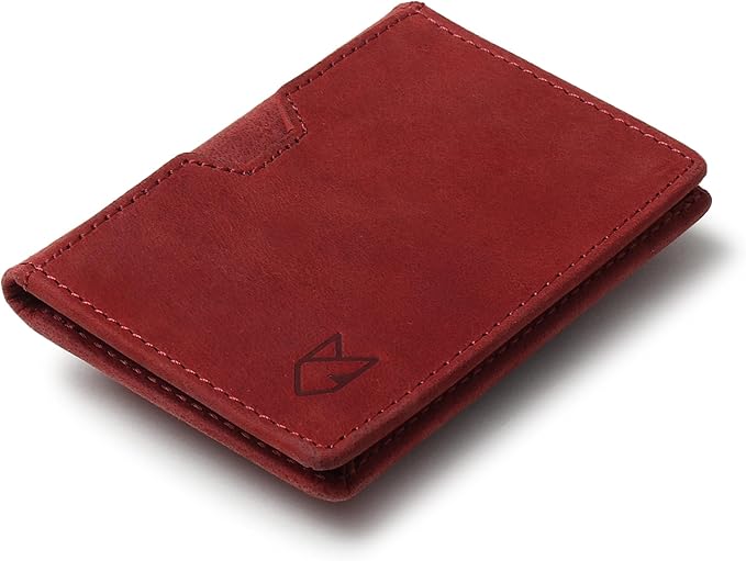 FOXHACKLE Full Grain Leather Credit Card Holder for Men and Women, Slim Bifold RFID Blocking Wallet, Thin Front Pocket Minimalist Wallet, Small Card Case.