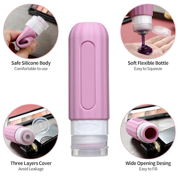Mrsdry 16 Pack Travel Bottles for Toiletries, Leakproof Travel Containers for Toiletries, TSA Approved Silicone Travel Accessories Squeezable Refillable 3oz for Shampoo Conditioner Lotion