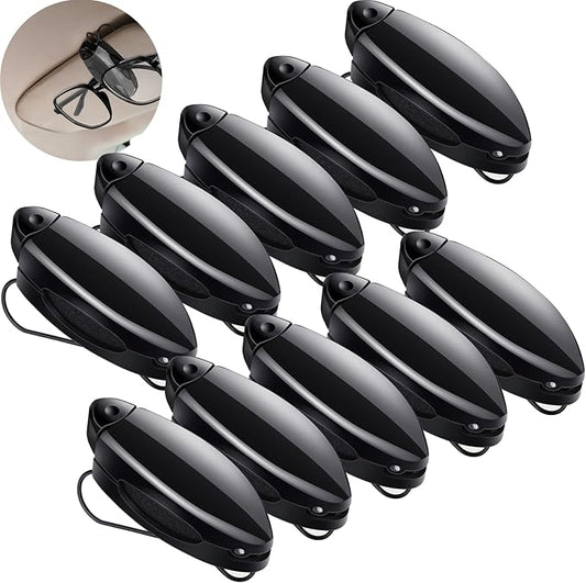 Frienda 10 Pieces Auto Car Vehicle Sun Visor Clip Holder for Sunglasses Glasses Holder Hanger Eyeglasses Mount Ticket Card Clip Car Accessories(Black)
