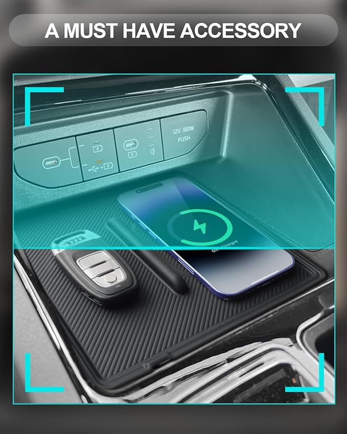 CDEFG for 2025 2026 Kia K5 Center Console Organizer for 2025 2026 Kia K5 (GT-Line/EX/GT/LXS) Accessories Middle Console Tray Storage Box Wireless Charging Protective Console Mat