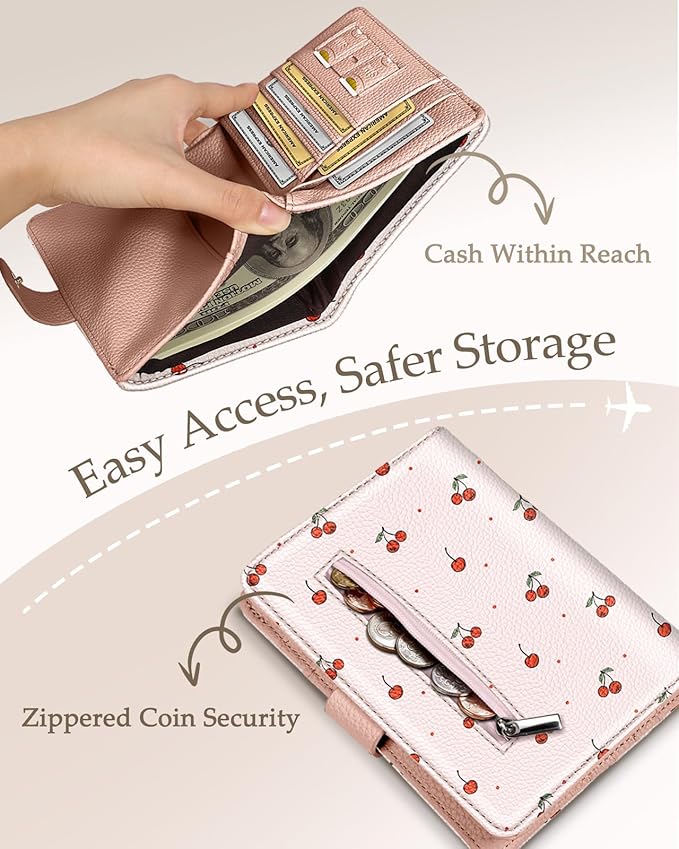 Slohif Passport Wallet Holder Cover for Travel - Women Men RFID Blocking Passport Book Protector for Boarding Pass Cards