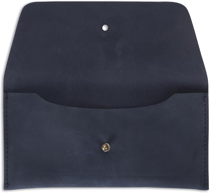 Leather Currency Pouch Large Flap Continental Wallet, Utility Organizer Bag for Cash Coins Travel Leather Money Pouch Currency Envelope Storage Bag and Cash Organizer for Men Women (Blue)