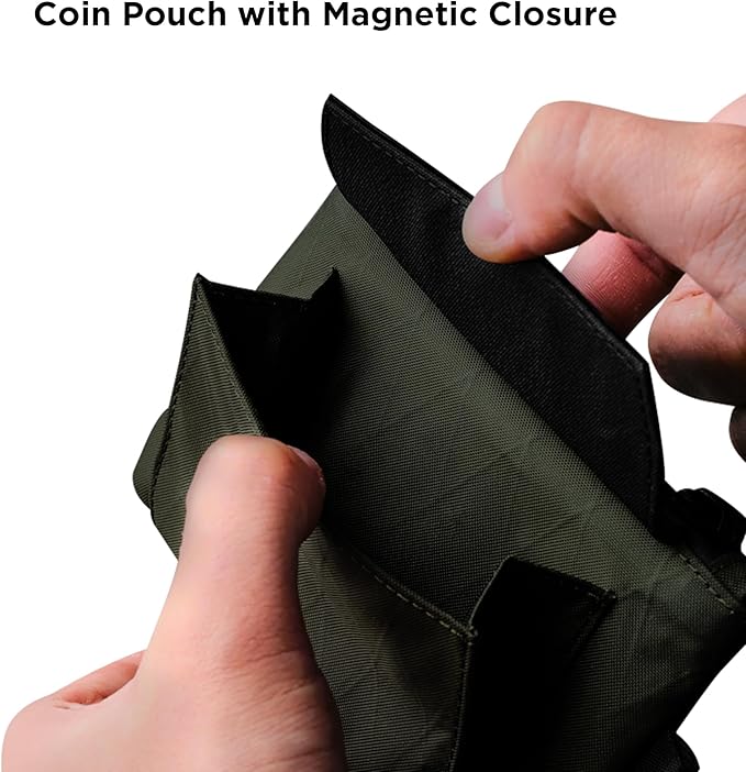ALPAKA Zip Pouch Coin - Compact EDC Card Holder and Cash Wallet - RFID Blocking Minimalist Travel Wallet - Weatherproof Dark Green X-Pac VX21 Fabric