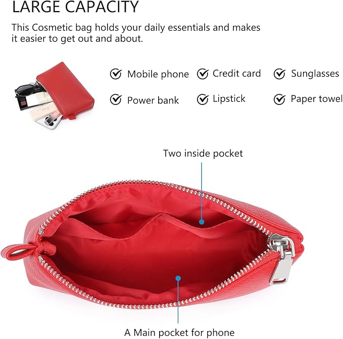 PU Leather Makeup Simple and Convenient Handbag Small Exquisite Storage Bag (PU/Pomegranate Red)