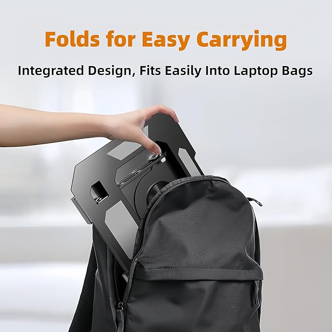 Laptop Stand for Desk - Ergonomic Aluminum Alloy Computer Riser, 360° Rotating & Adjustable & Foldable, with Large Hollow Cooling, Stable Holder for MacBook, Dell, HP, Notebook(10-17"), Blk
