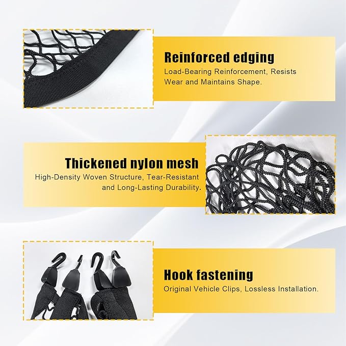 Highly Elastic Cargo Net for SUV, Truck Bed Netting for Cargo with 4 Hooks, Tidy Trunk, Easy Installation, 31.5" x 23.62" Truck Bed Net for Car, SUV Organizer and Storage