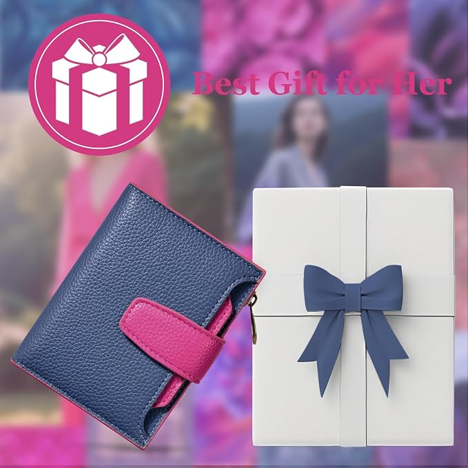 Airkit Small Wallet Women RFID Blocking Soft Leather Bifold Compact Card Holder Wallet for Women with Zipper Coin Pocket 4 ID Window
