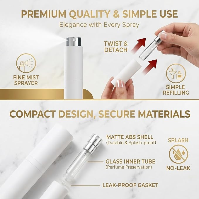 13pcs Travel Size Bottles Set with Bag, TSA Approved Silicone Travel Toiletries Containers with 4-Way Leak-Proof Design with Silicone Strap, Perfume Atomizer, Travel Essentials for Men Women