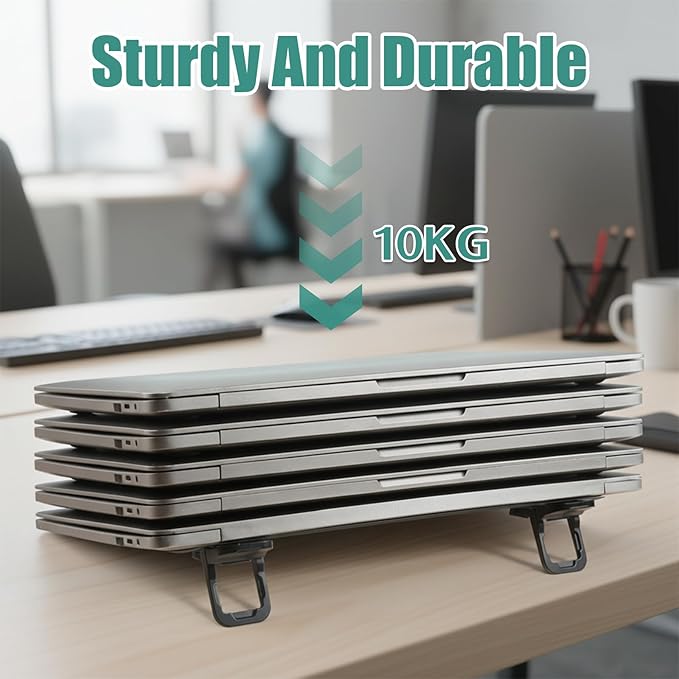 2Pcs Zinc Alloy Mini Foldable Laptop Stand, Portable Keyboard Stand Computer Keyboard Riser with 2 Adjustable Angles, Self-Adhesive Invisible Notebook Lift for Most Keyboards