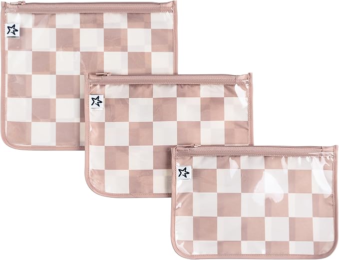Tiny Twinkle Diaper Bag Organizing Pouches|3 Pack Mess-Proof Clear Front Travel Organizer Bags&TSA Approved Toiletry Bag Set for Baby and Mom Essentials