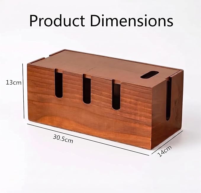 Wood Cable Management Box, Power Strip Cord Organizer Box, for Electrical Hiding Cord Management, Desk Cable Storage Box for Home Office